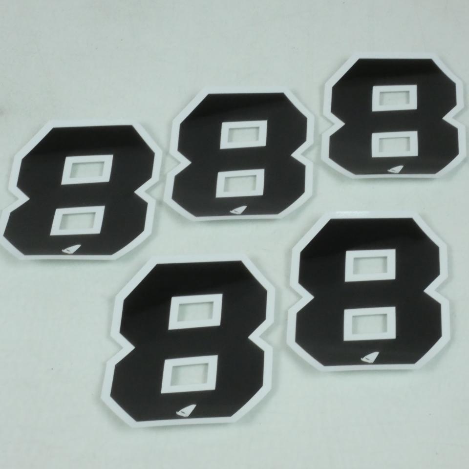 5 Autocollants stickers UFO pour moto Numero 8 noir 130x104mm Neuf