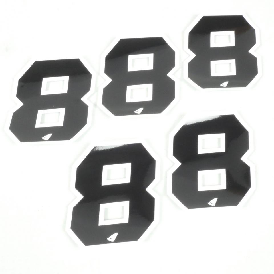 5 Autocollants stickers UFO pour moto Numero 8 noir 130x104mm Neuf