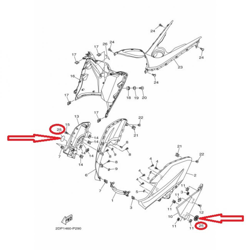 Autocollant stickers logo 3D 2DP-F413B pour scooter Yamaha 125 N-Max 2015-22