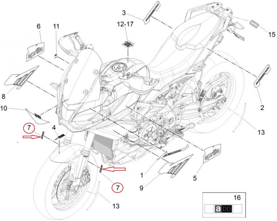 Autocollant stickers ABS pour moto Aprilia 1200 CAPONORD ABS 2014-16 893102 Neuf