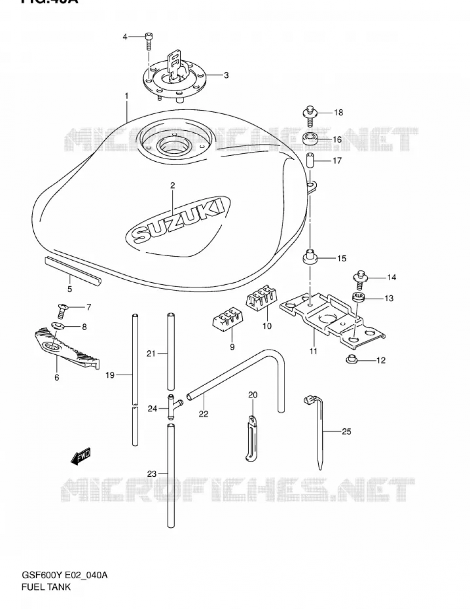 Autocollant réservoir origine pour moto Suzuki 600 Bandit 68111-31F00-YD8 Neuf