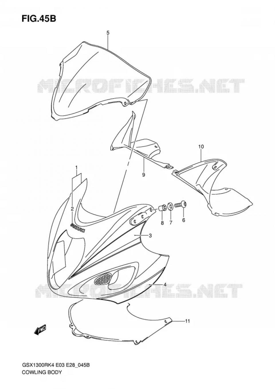 Paire d'autocollants origine pour moto Suzuki 1300 Hayabusa 2004/2007 68280-24F10CZV