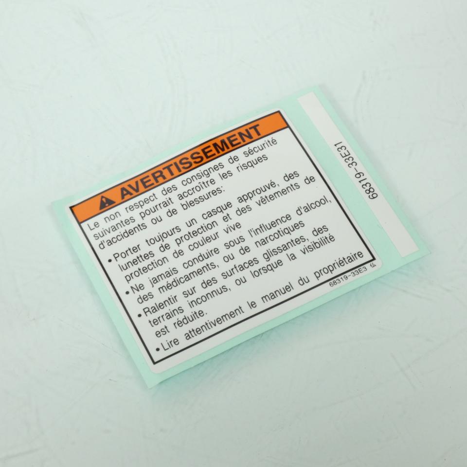 Autocollant sticker avertissement pour scooter Suzuki 125 Burgman 1995 à 2000 68319-33E31-000 Neuf
