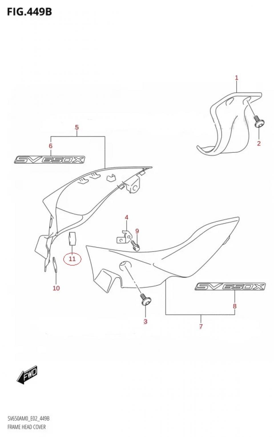 Mousse de protection origine pour moto Suzuki 650 SV 2019 à 2020 17798-29E30-000 Neuf