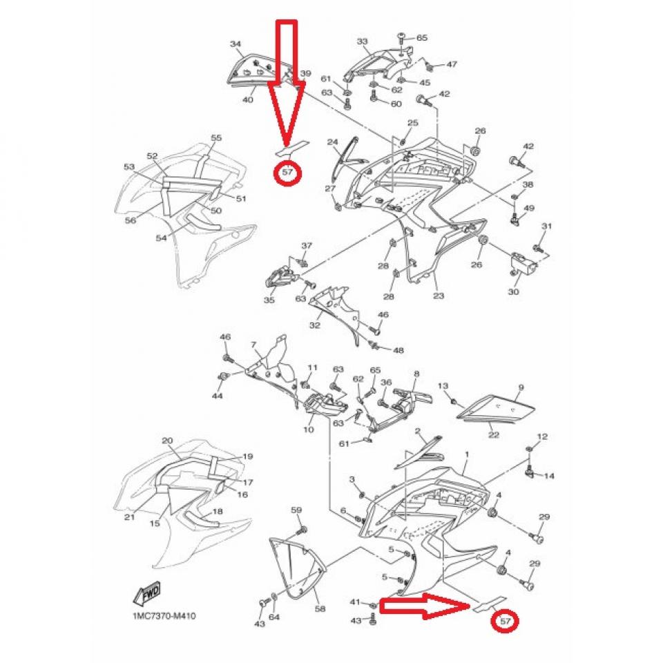 Autocollant stickers 3D flanc 1MC-2839B pour moto Yamaha 1300 FJR 2018 Neuf