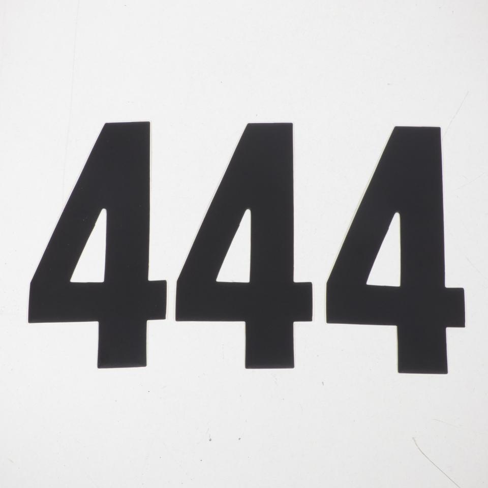Autocollant lot trois stickers numéro course noir chiffre quatre 4 15x7.5cm Neuf
