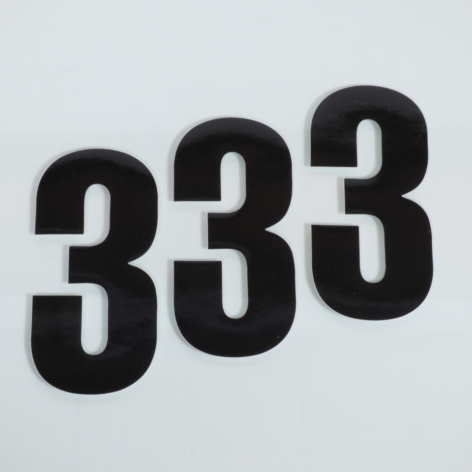 Autocollants stickers numéro course chiffre numéro 3 noir 135x65mm pour moto cross