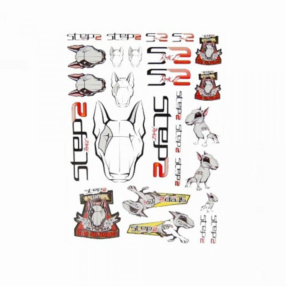 Planche Autocollant 27 stickers chien Step 2 Race One scooter24.5x34.5cm Neuf