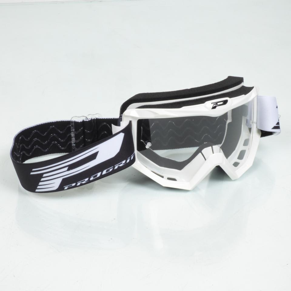Masque lunette ProGrip 3201 blanc pour casque motocross enduro quad tout terrain