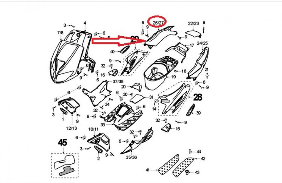 Coque arrière droite origine pour Peugeot 50 Speedfight 2 2000 à 2008 1173428400