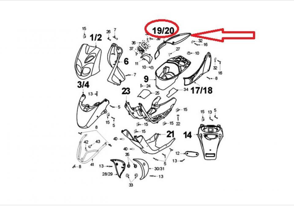 Coque ARD marron sable pour scooter Peugeot 50 TKR 1173862300 738623SA Neuf