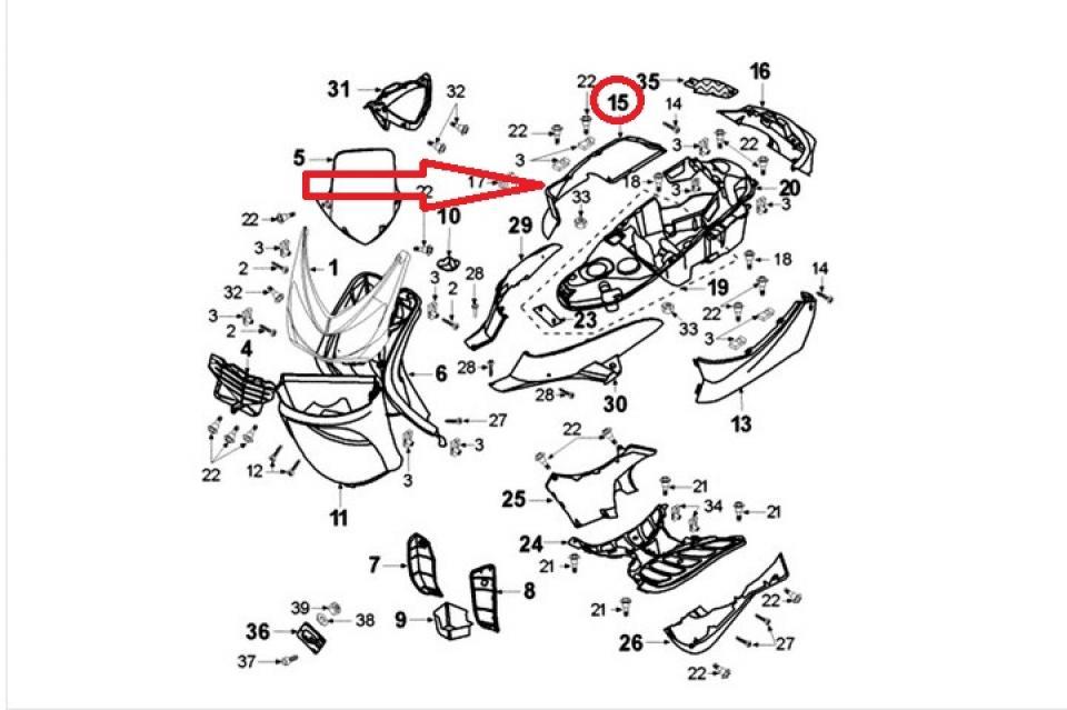 Coque ARD pour scooter Peugeot 50 Elystar 1173807200 738072J1 Gris Neuf