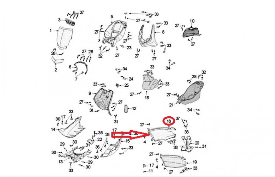 Coque ARD pour scooter Peugeot 125 VIVACITY 3 4T 776162F8 1177616200 Blanc Neuf