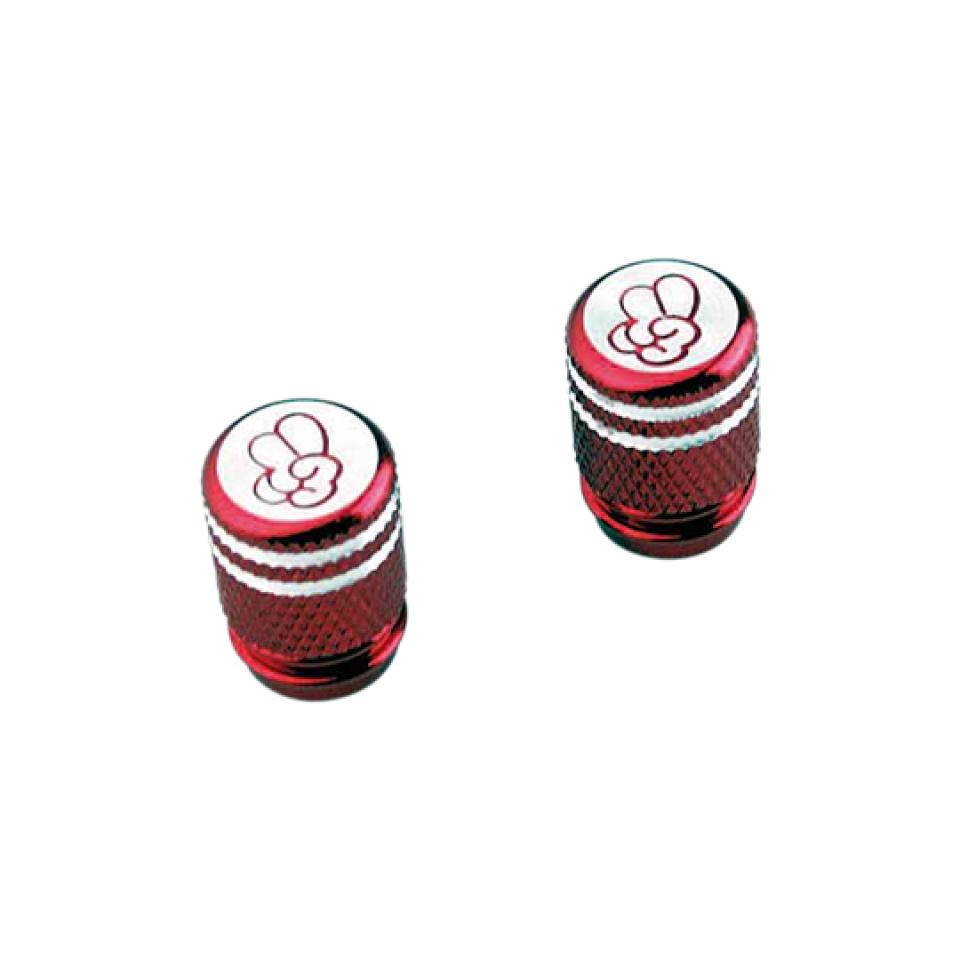 Paire bouchon valve cylindrique TOO COOL moleté rouge pour moto scooter auto neuf