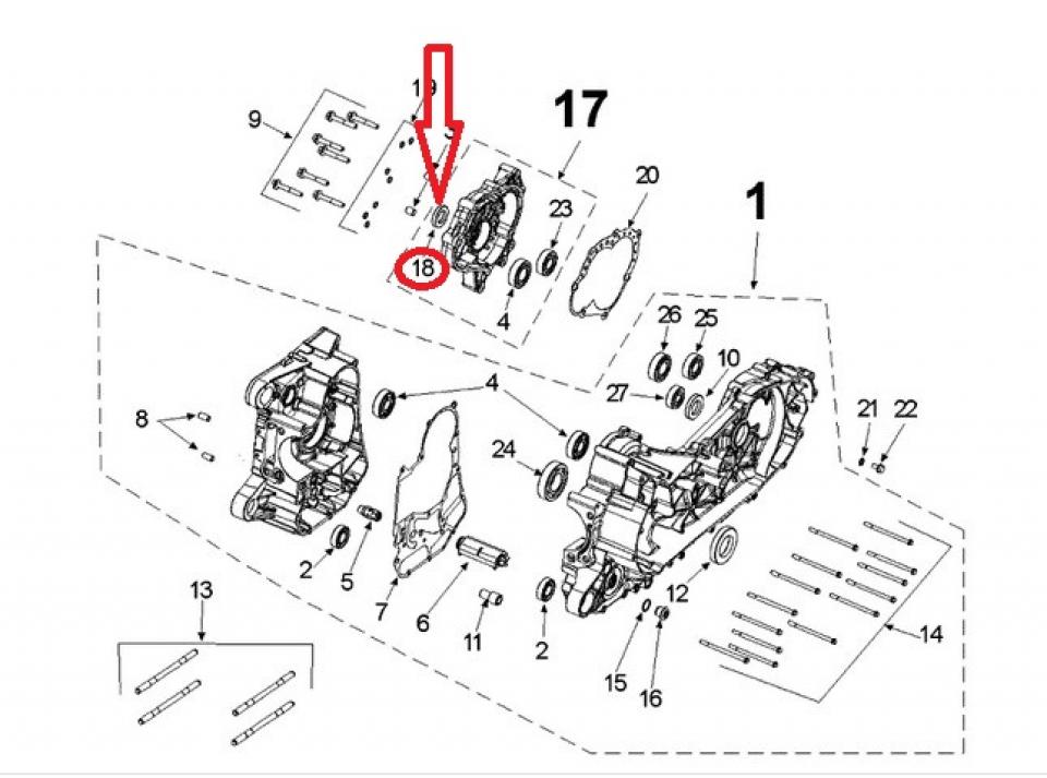 Joint spi carter transmission pour scooter Peugeot 400 Metropolis 1140233300