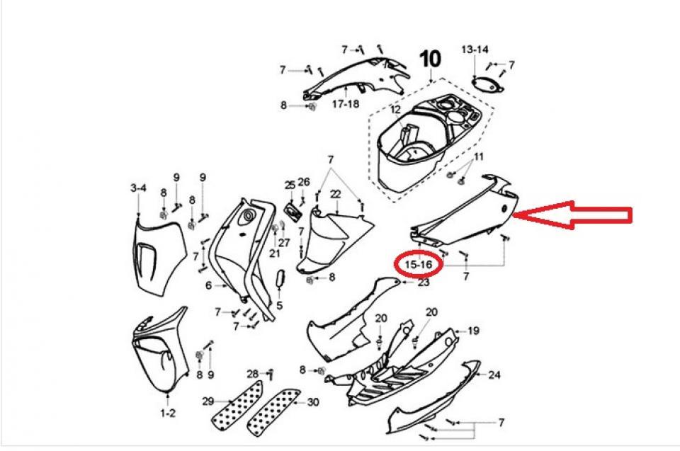 Coque ARG pour scooter Peugeot 50 Vivacity 2 740491AS 1174049200 gris Neuf