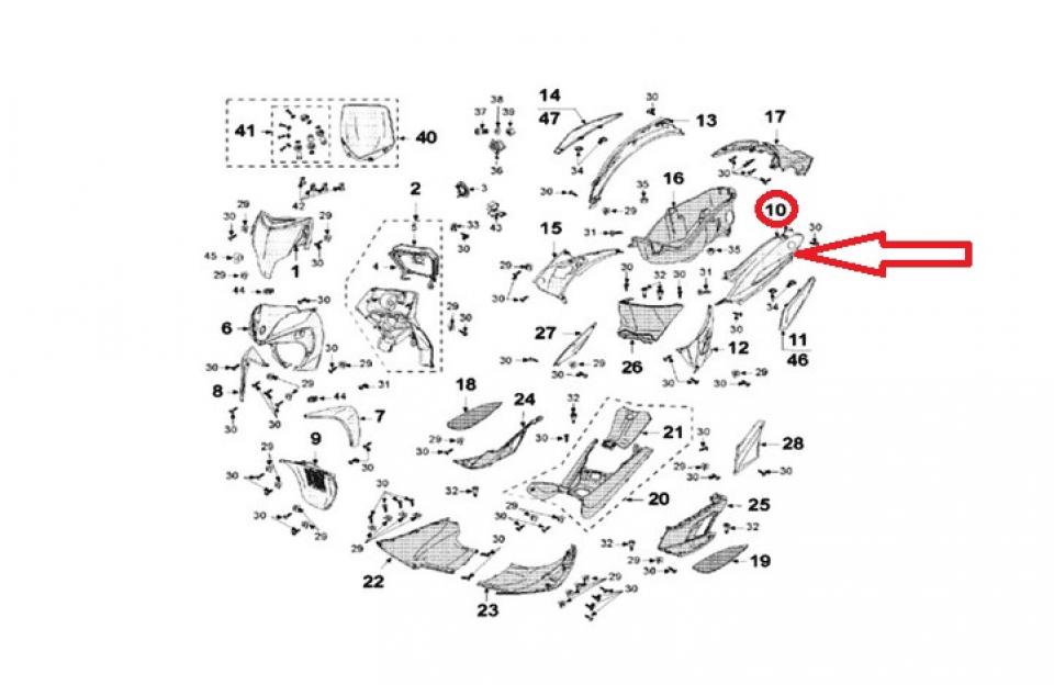 Coque ARG pour scooter Peugeot 125 Geopolis 768580A6 11768580 Gris Neuf