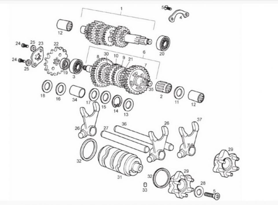 Cage à aiguille 14x18x8 arbre secondaire de boite pour moto Derbi 50 Moteur Euro3 ODN00D02820101