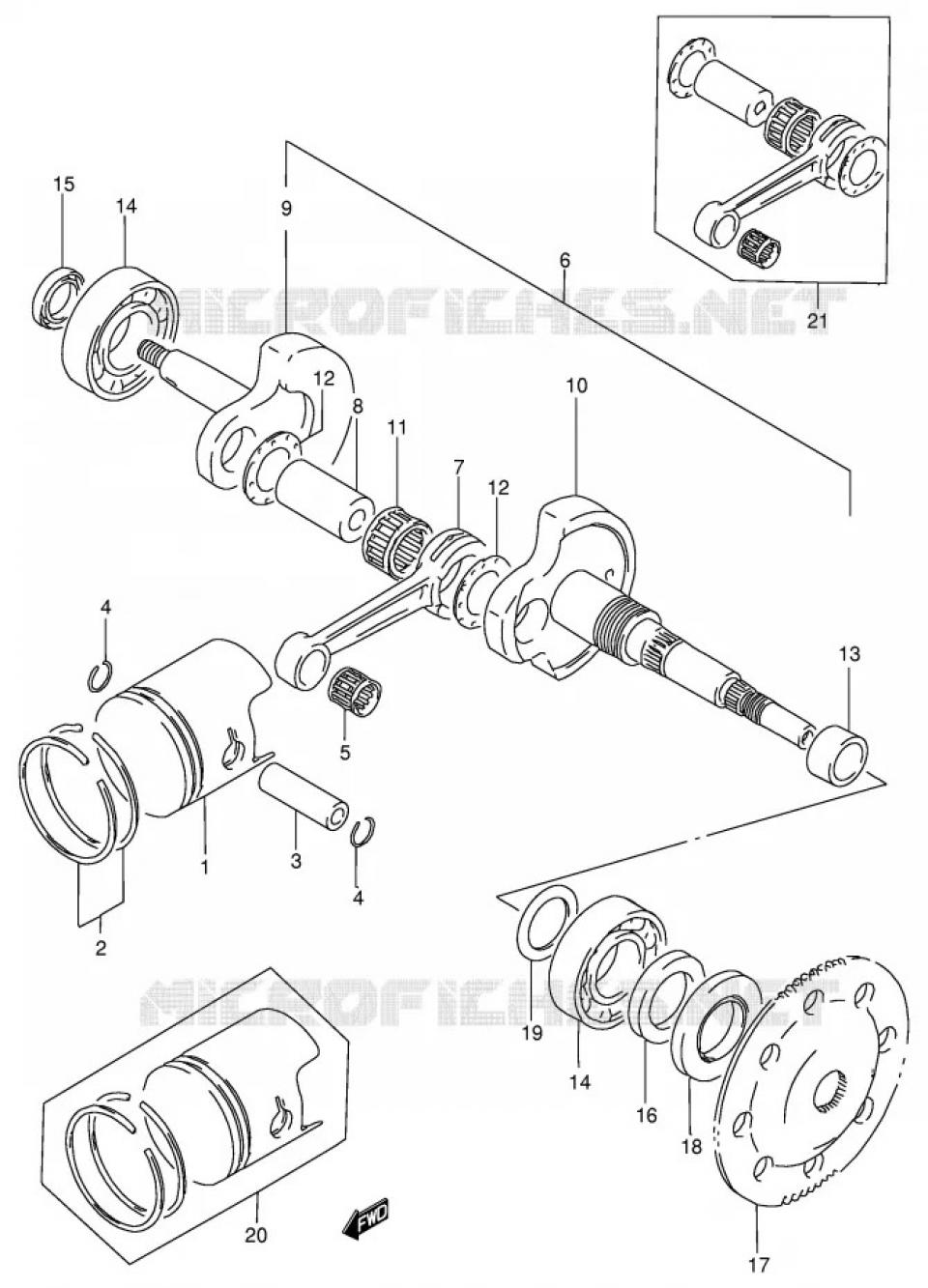 Roulement de vilebrequin origine pour moto Suzuki 125 RM 09262-25070-0A0 Neuf