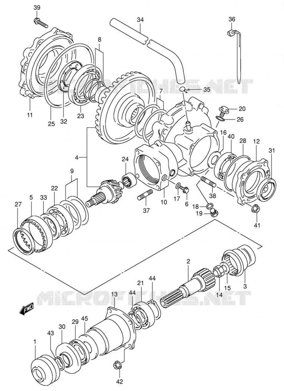 Roulement d'arbre de transmission arrière origine pour quad Suzuki 500 Vinson