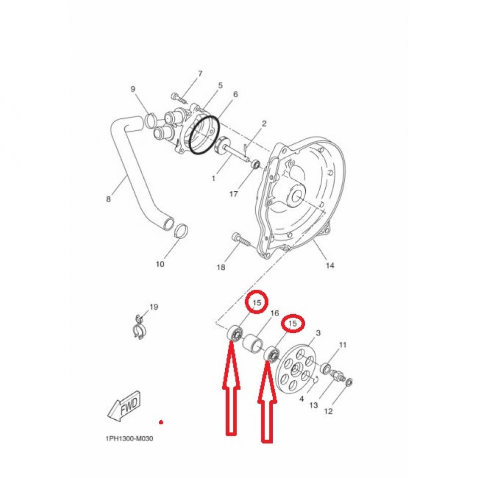 Roulement axe pompe eau pour scooter Yamaha 50 Aerox 608-2RS 8x22x7 93306082Y0