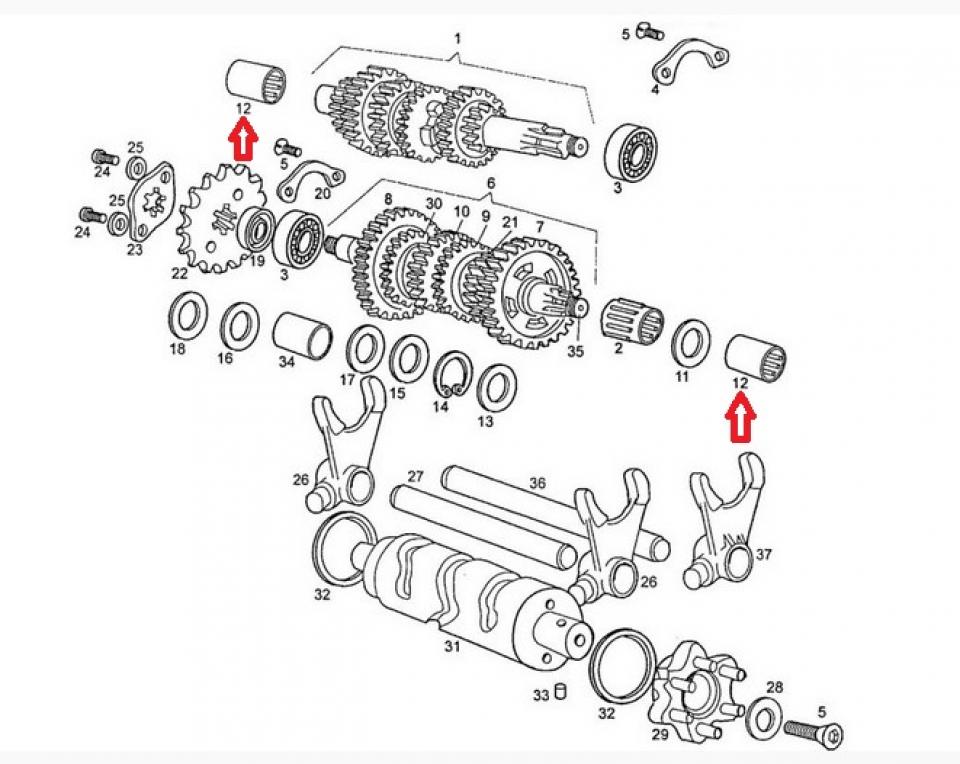 Roulement moteur origine pour Moto Aprilia 50 RS 2004 à 2009 847211 / HK1412 / 14x20x12 Neuf