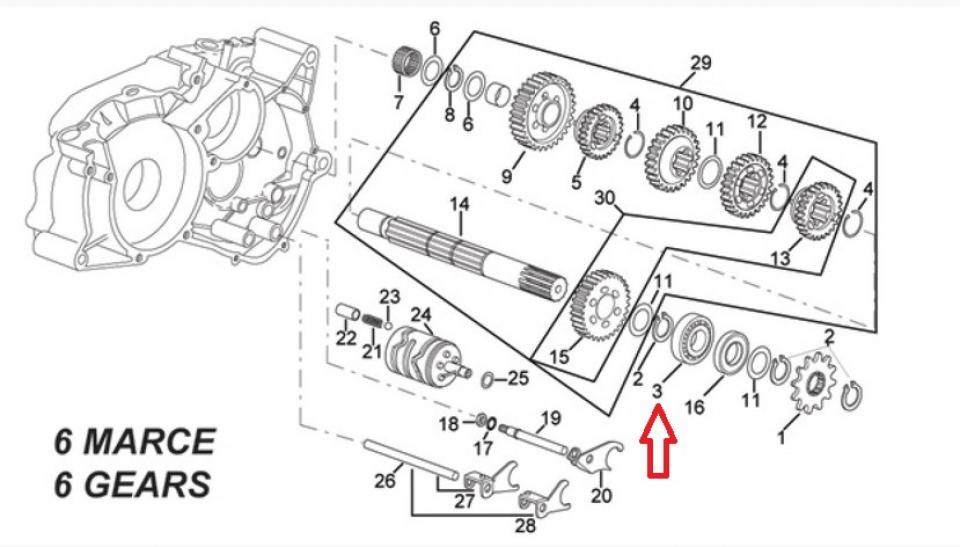 Roulement moteur origine pour Moto Aprilia 50 RS 1995 à 2004 AP8509135 / 6204 / 20x47x14 Neuf