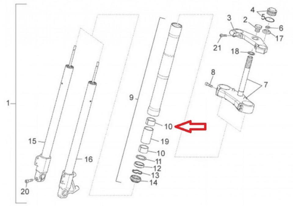 Bague de fourche origine pour Moto Aprilia 50 RS 2006 à 2009 00H00210151 / 40x44x24.8mm Neuf