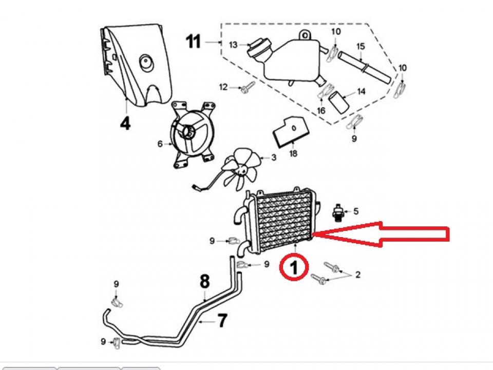 Radiateur refroidissement pour scooter Peugeot 125 Elyseo 738202 737859 Occasion