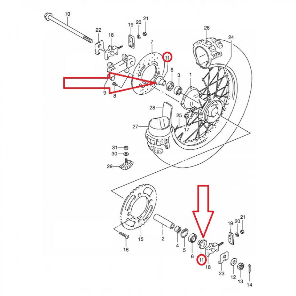 Entretoise de roue arrière origine pour moto Suzuki 80 RM 64741-02B41 Neuf