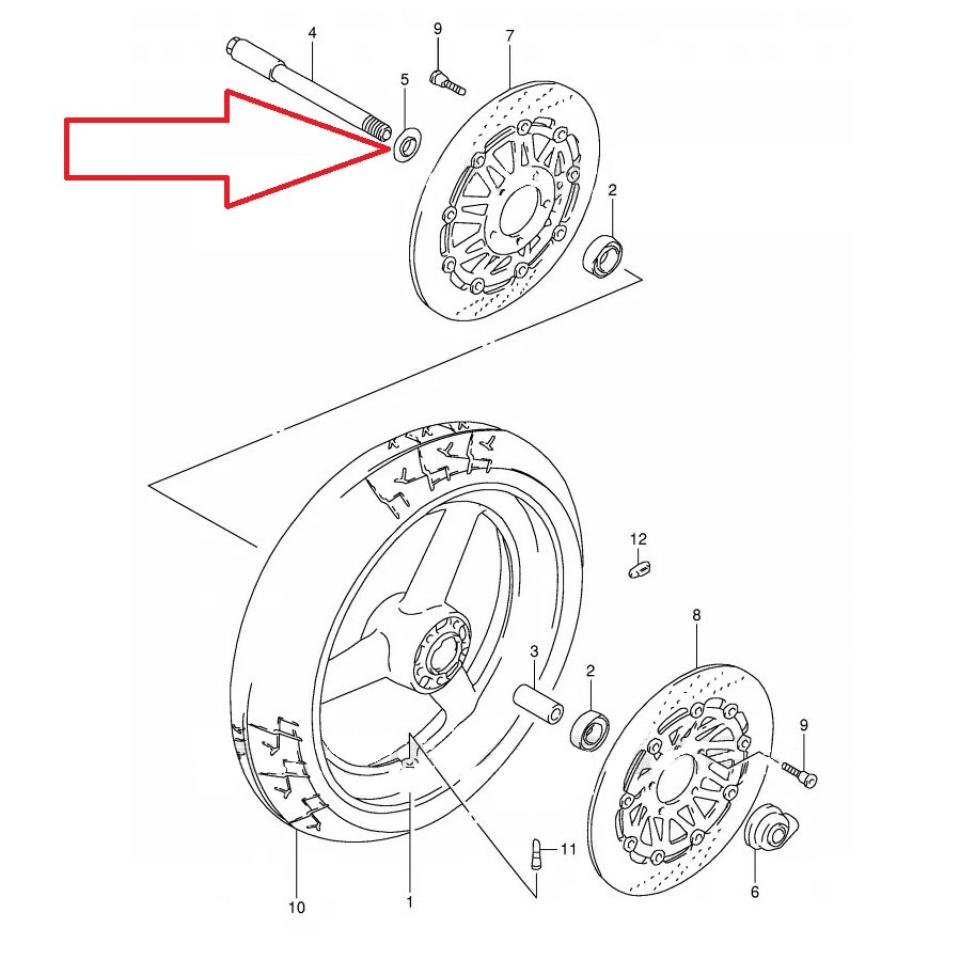 Entretoise de roue avant origine pour moto Suzuki 1100 Gsx-R 54740-17C00 Neuf