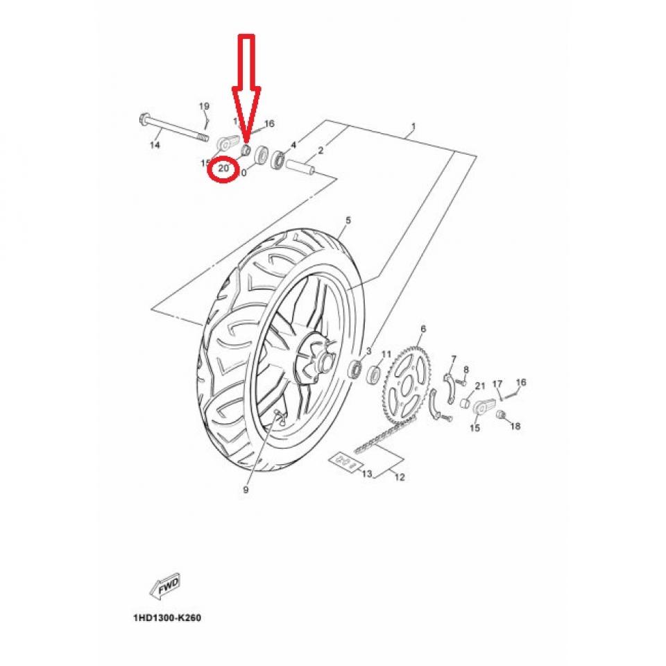 Entretoise de roue AV pour moto Yamaha 80 TZR RR 1992 90387-153N7 Neuf