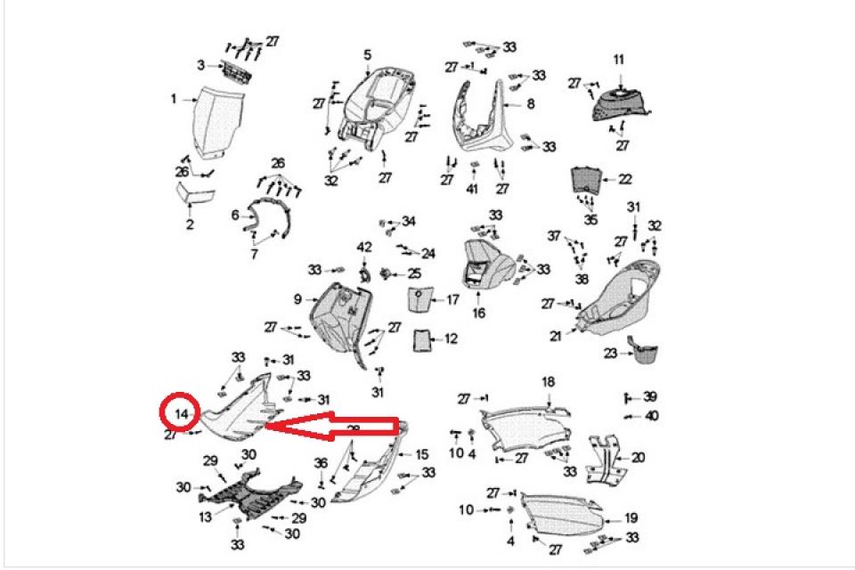 Sabot bas de caisse Droit pour scooter Peugeot 50 VIVACITY 3 772075NK Noir Neuf