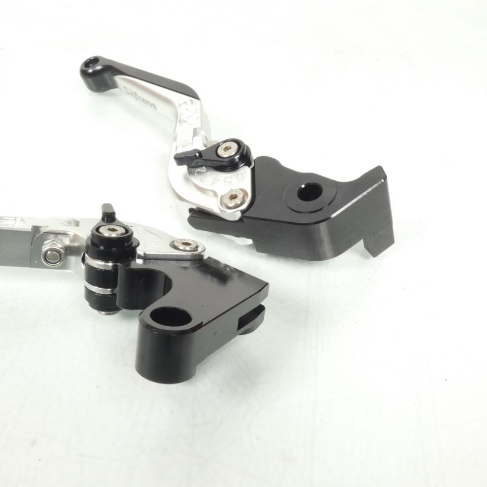 Levier frein droit Sifam pour Moto Yamaha 1000 YZF R1 2009 à 2014 alu CNC noir argent / paire Neuf