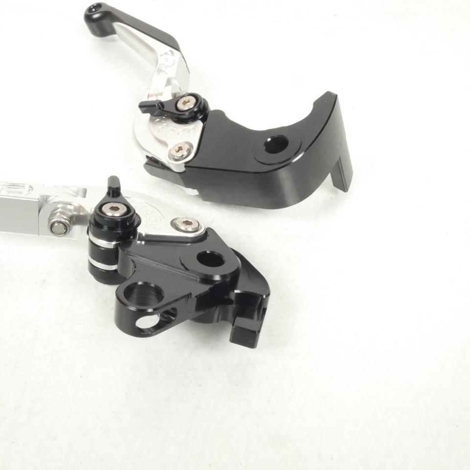 Levier frein droit Sifam pour moto Honda 1000 Cbr Rr Fireblade 2004 à 2007 alu CNC noir argent / paire Neuf