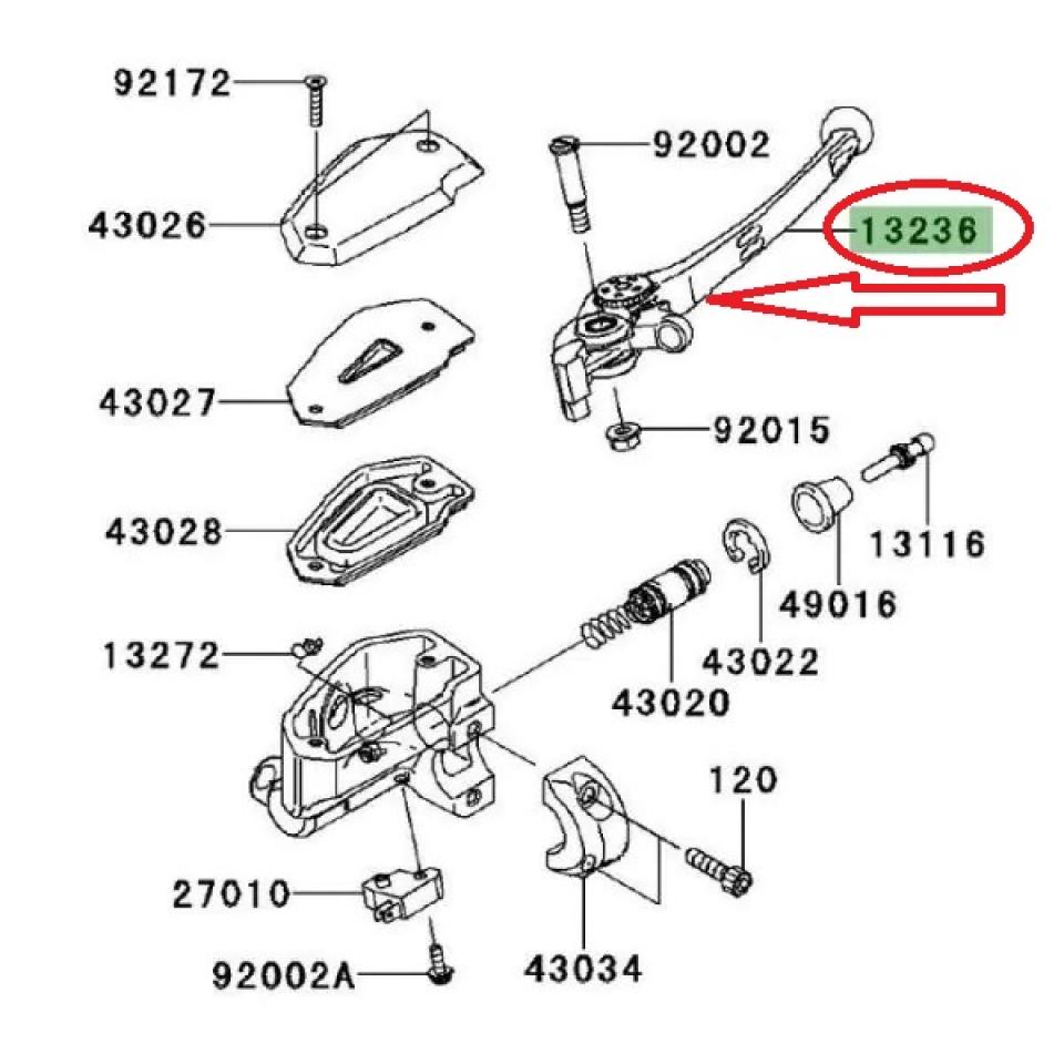 Levier frein droit pour moto Kawasaki 650 Versys 2010 à 2014 132360169 Neuf